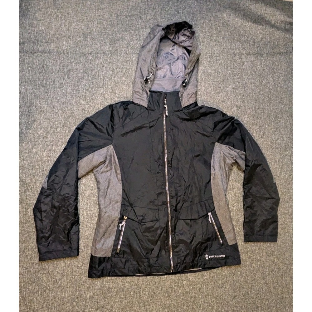 Free Country Radiance Hooded Winter Jacket Women's Black Medium M Zip Up Coat